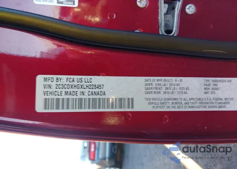 2020 Dodge Charger Gt Rwd from USA, damaged, VIN 2C3CDXHGXLH228457